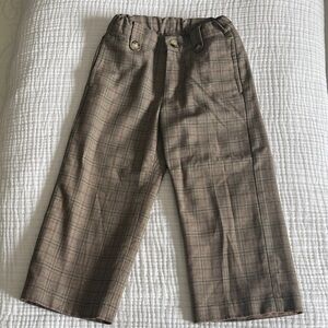 Janie and Jack Tan Plaid Kids Trousers